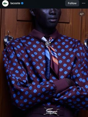 Lacoste Paris Tennis Print Blouse XS Rare Designer Top Brown Blue NWT